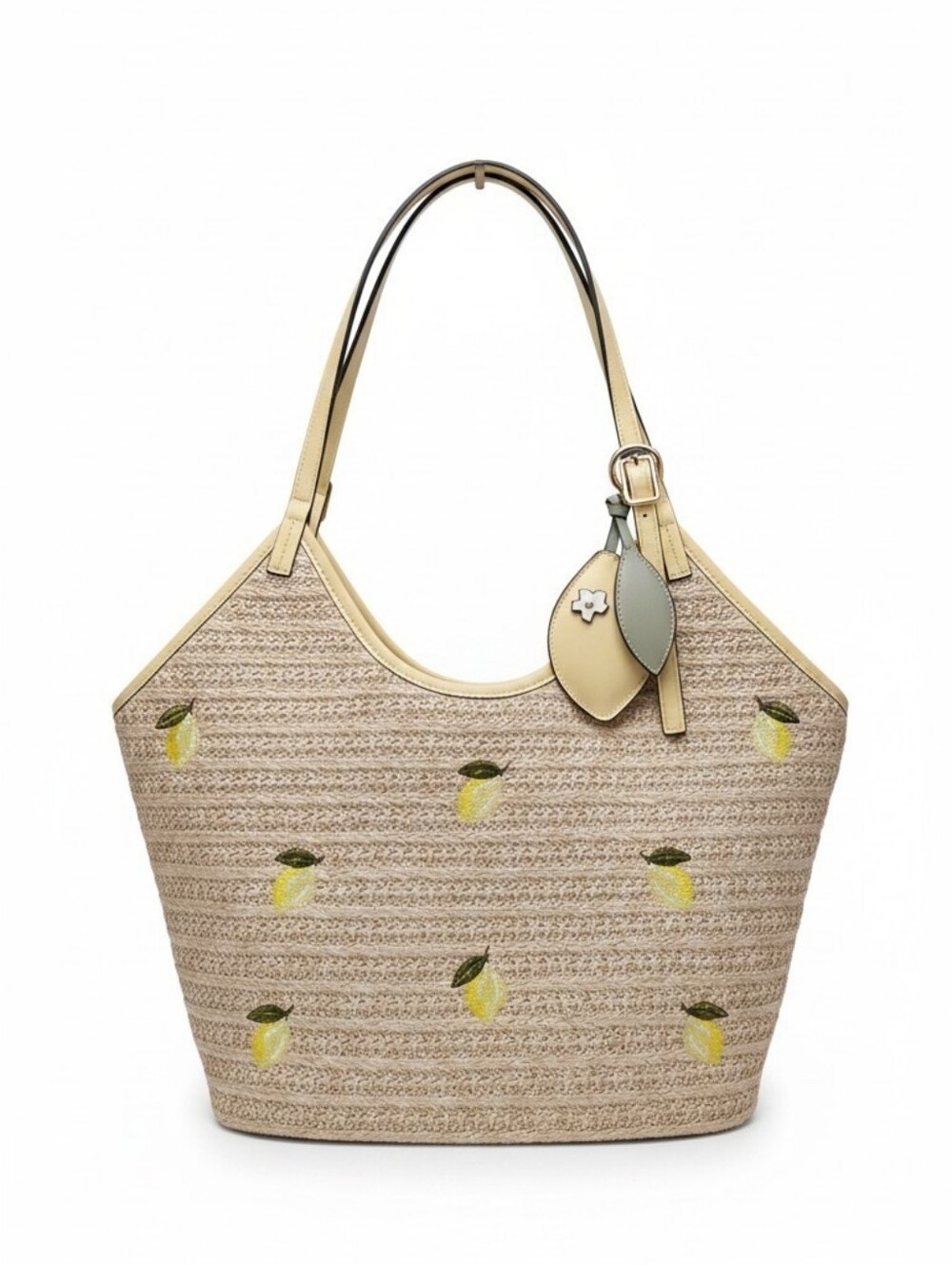 Nwt BCB GENERATION Woven Lemon Pattern Tote Bag in Cream